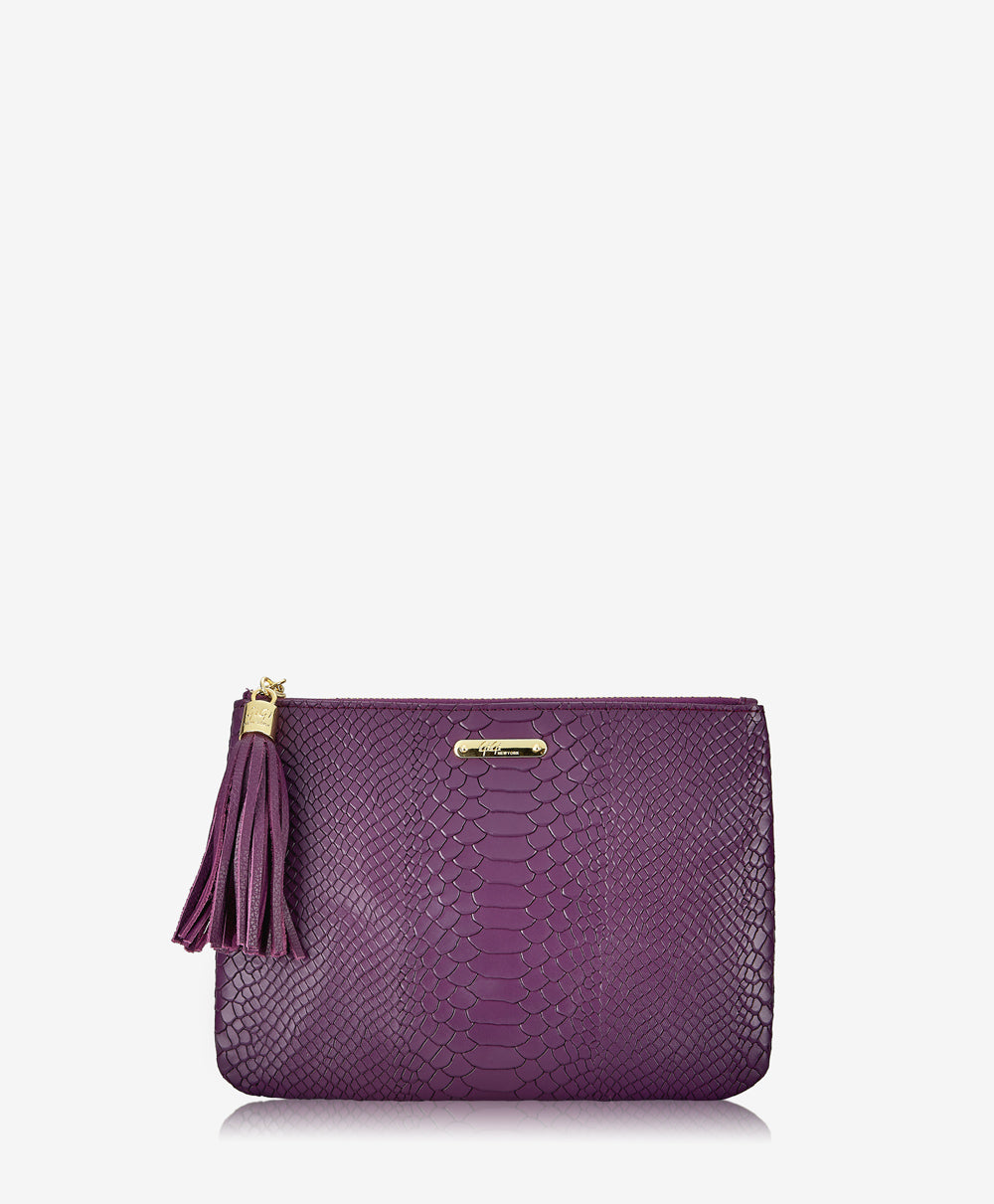 GiGi New York All In One Clutch Bag Acai Embossed Python Leather