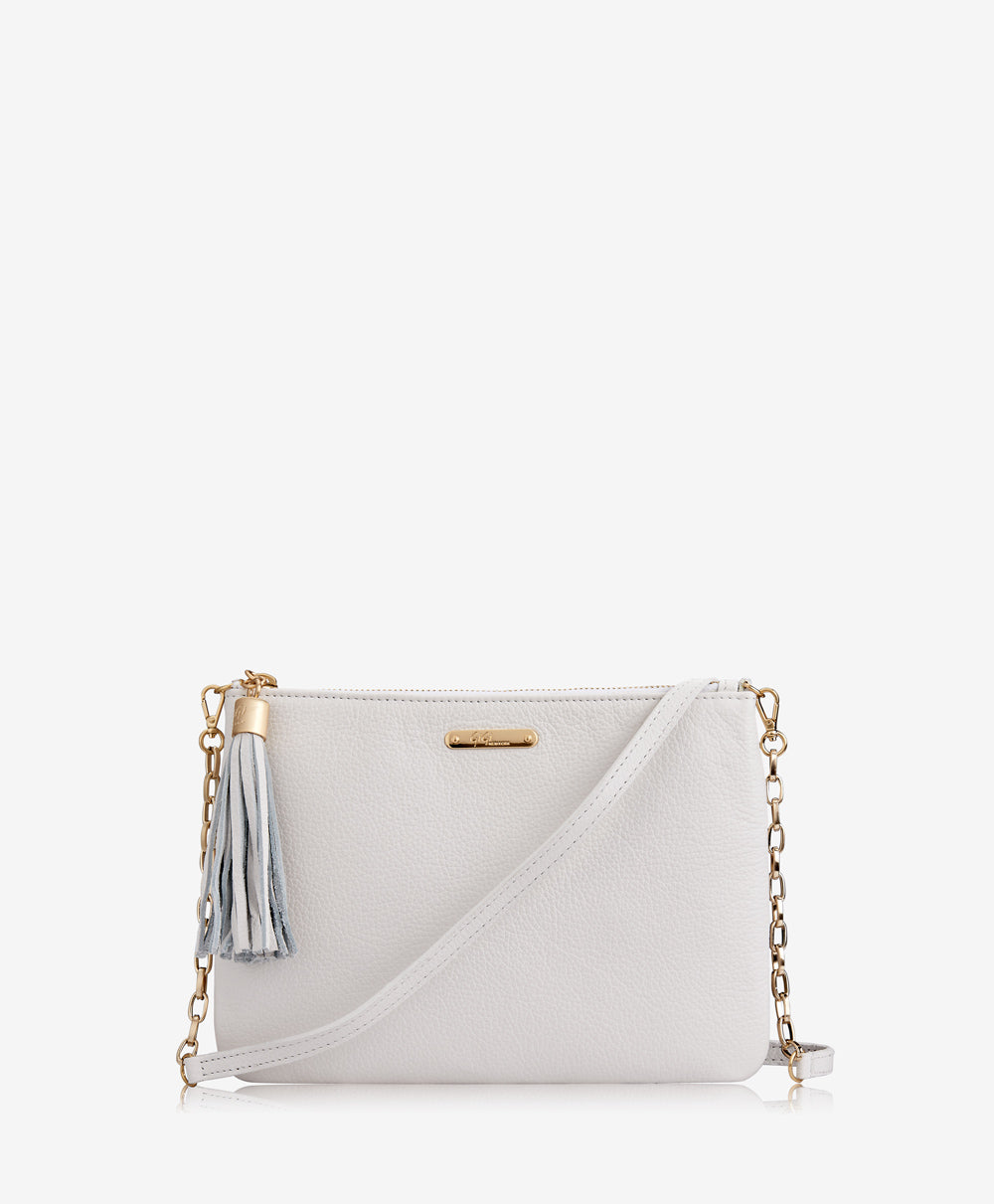 GiGi New York Chelsea Crossbody White Pebble Grain Leather