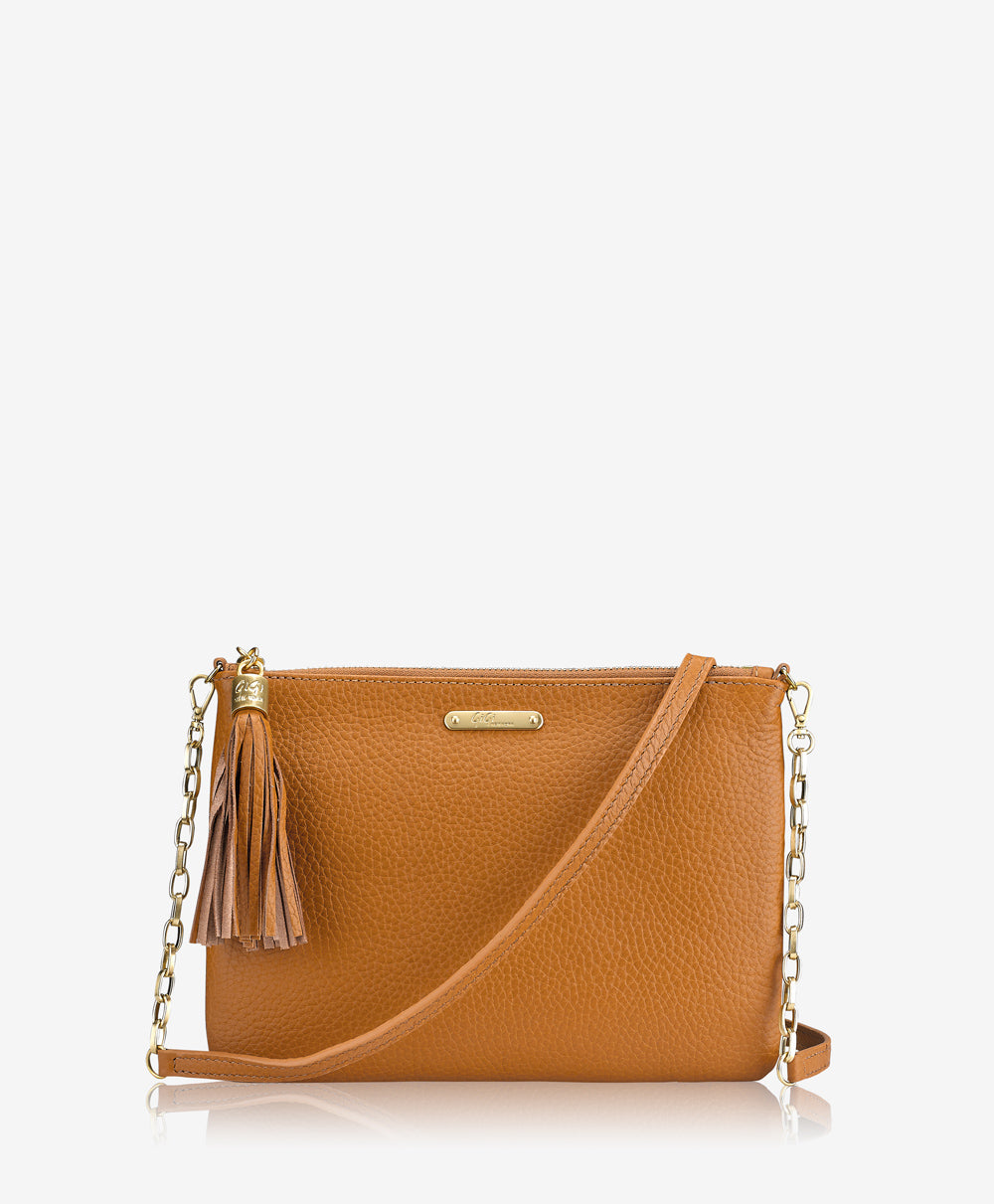 GiGi New York Chelsea Crossbody Camel Pebble Grain Leather