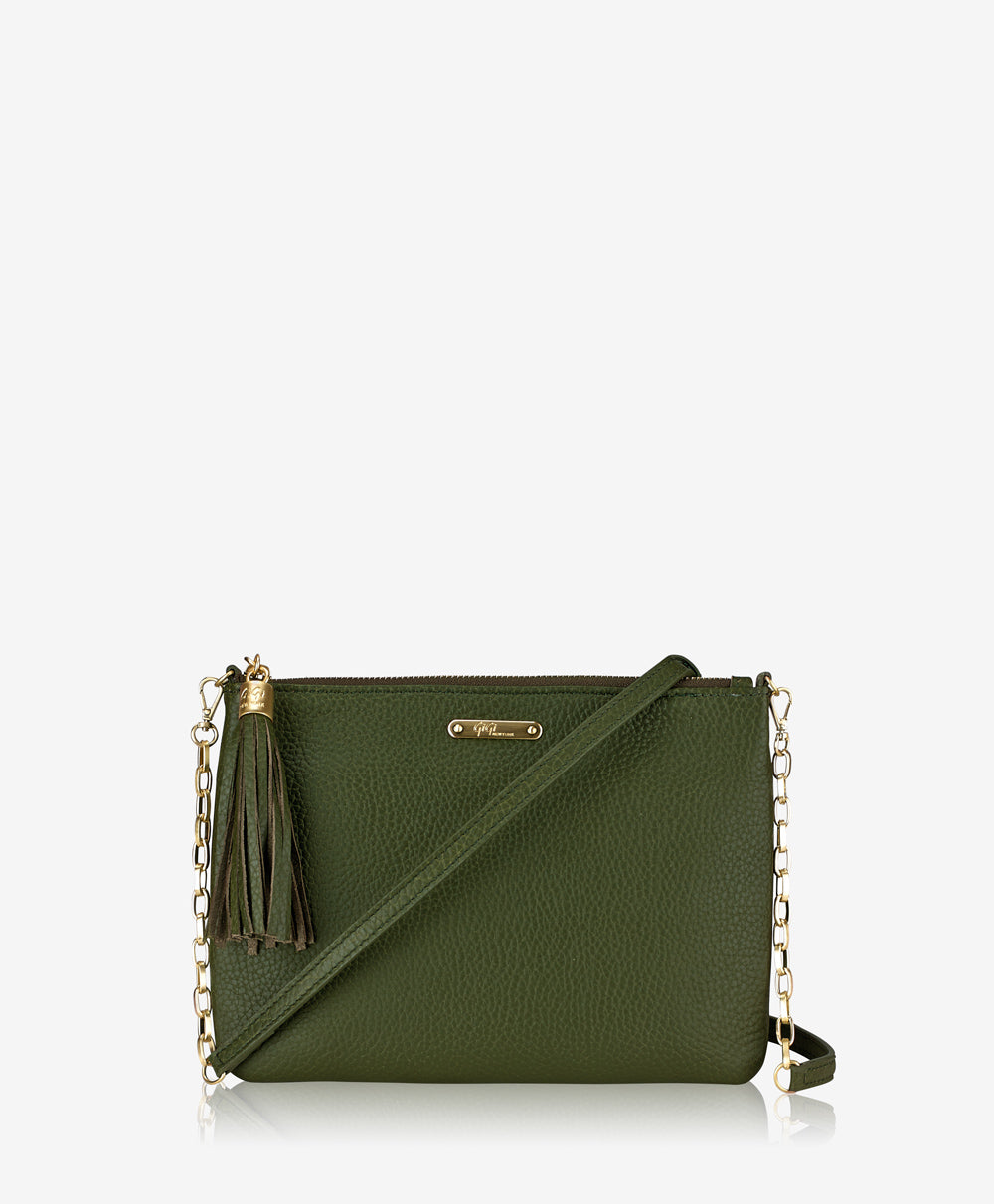 GiGi New York Chelsea Crossbody Moss Pebble Grain Leather