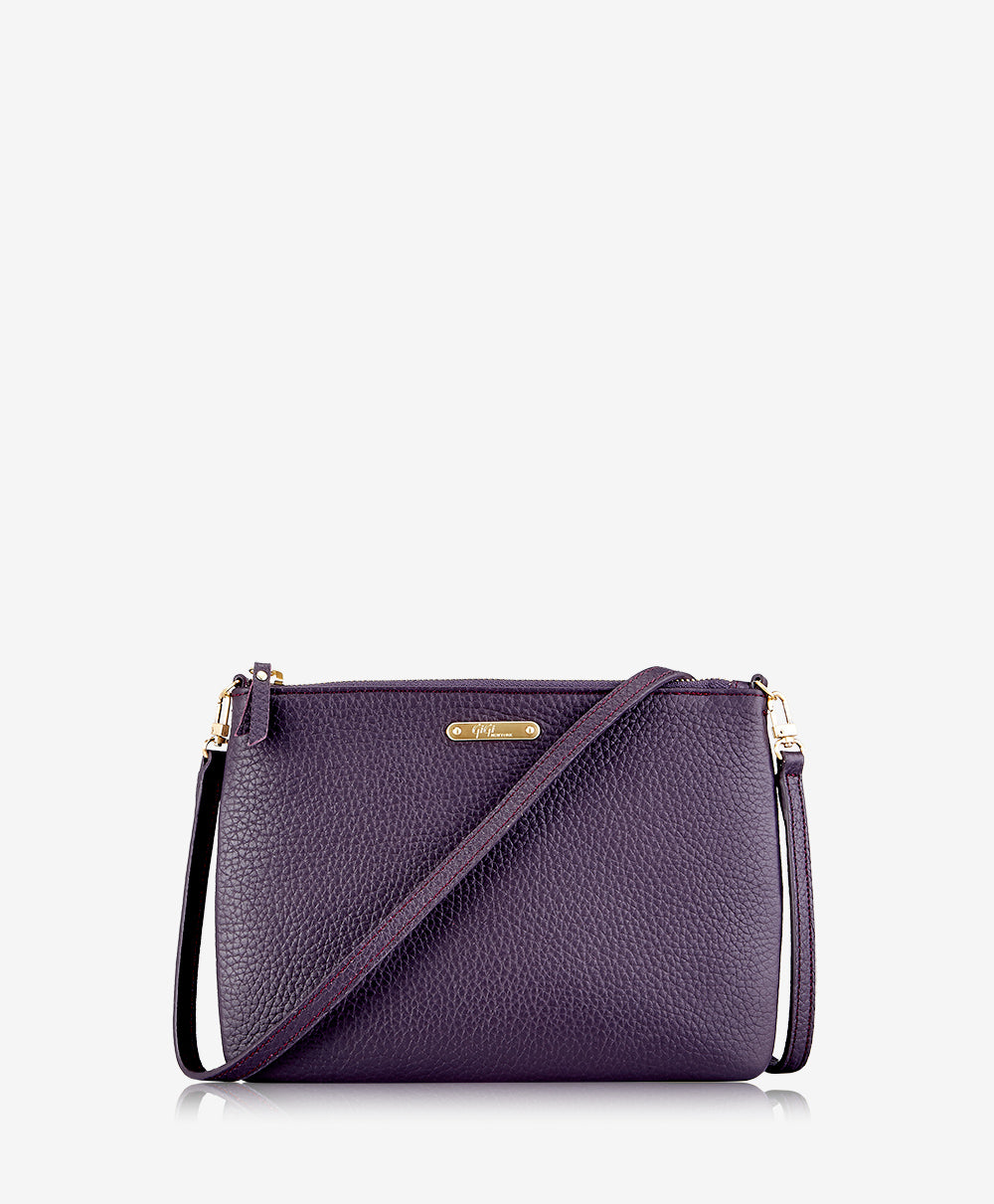 GiGi New York Chelsea Crossbody Plum Pebble Grain Leather