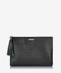 Uber Clutch Black Embossed Nappa Croco