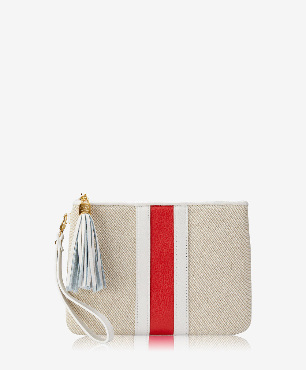 GiGi New York Westley Wristlet Italian Canvas & White