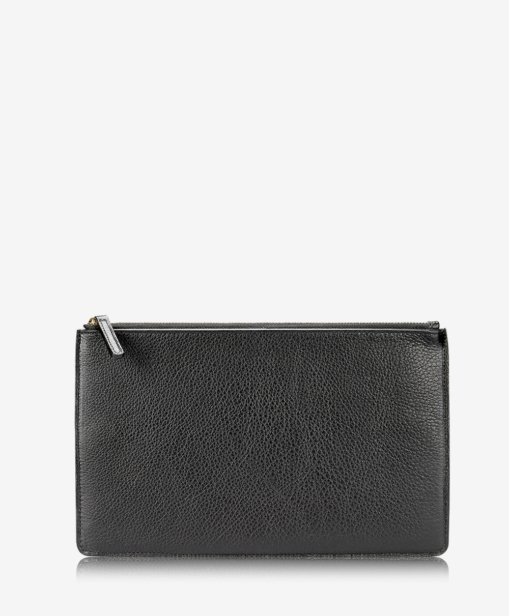 GiGi New York Signature  Pouch Black Pebble Grain Leather