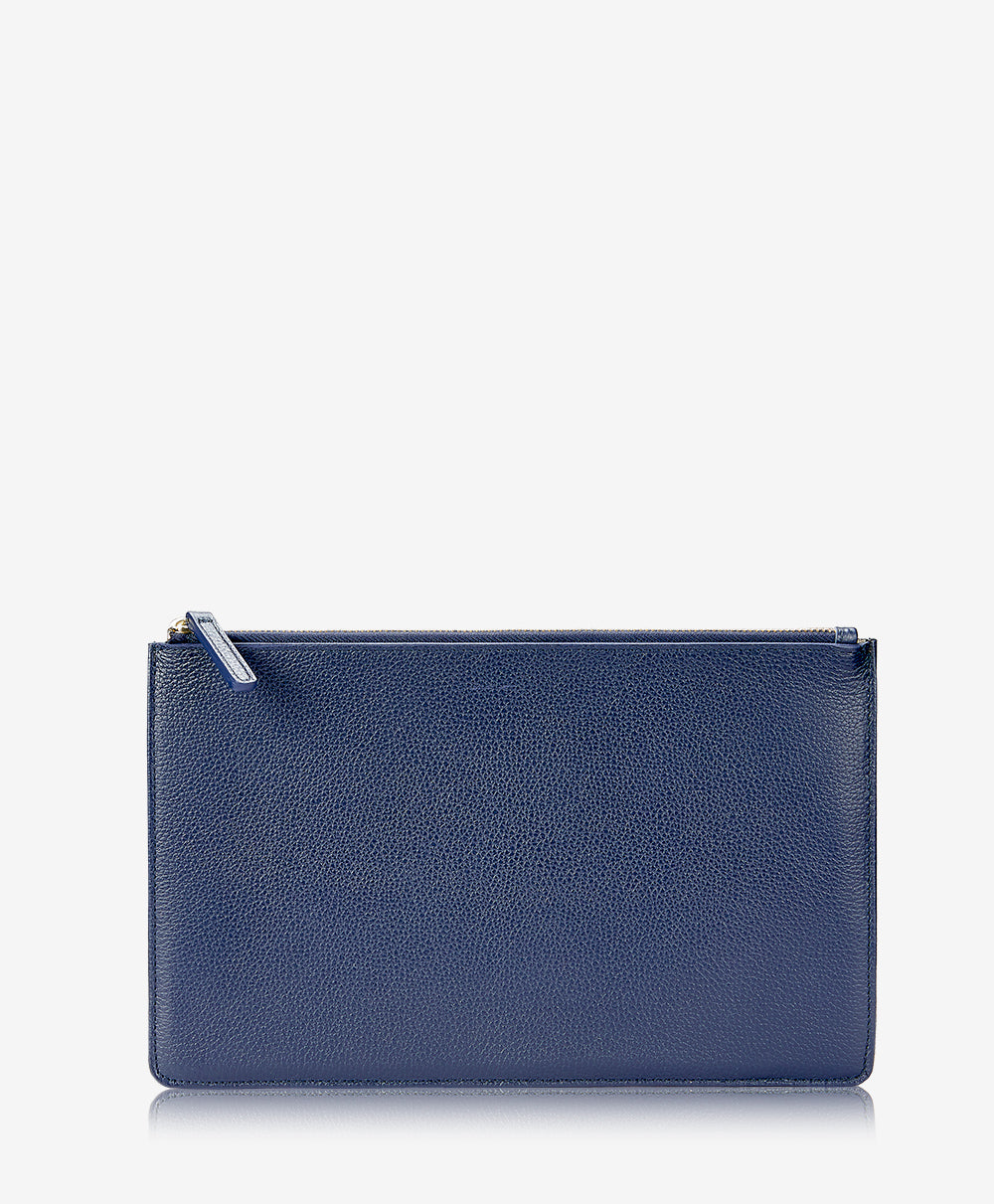 GiGi New York Signature  Pouch Navy Pebble Grain Leather