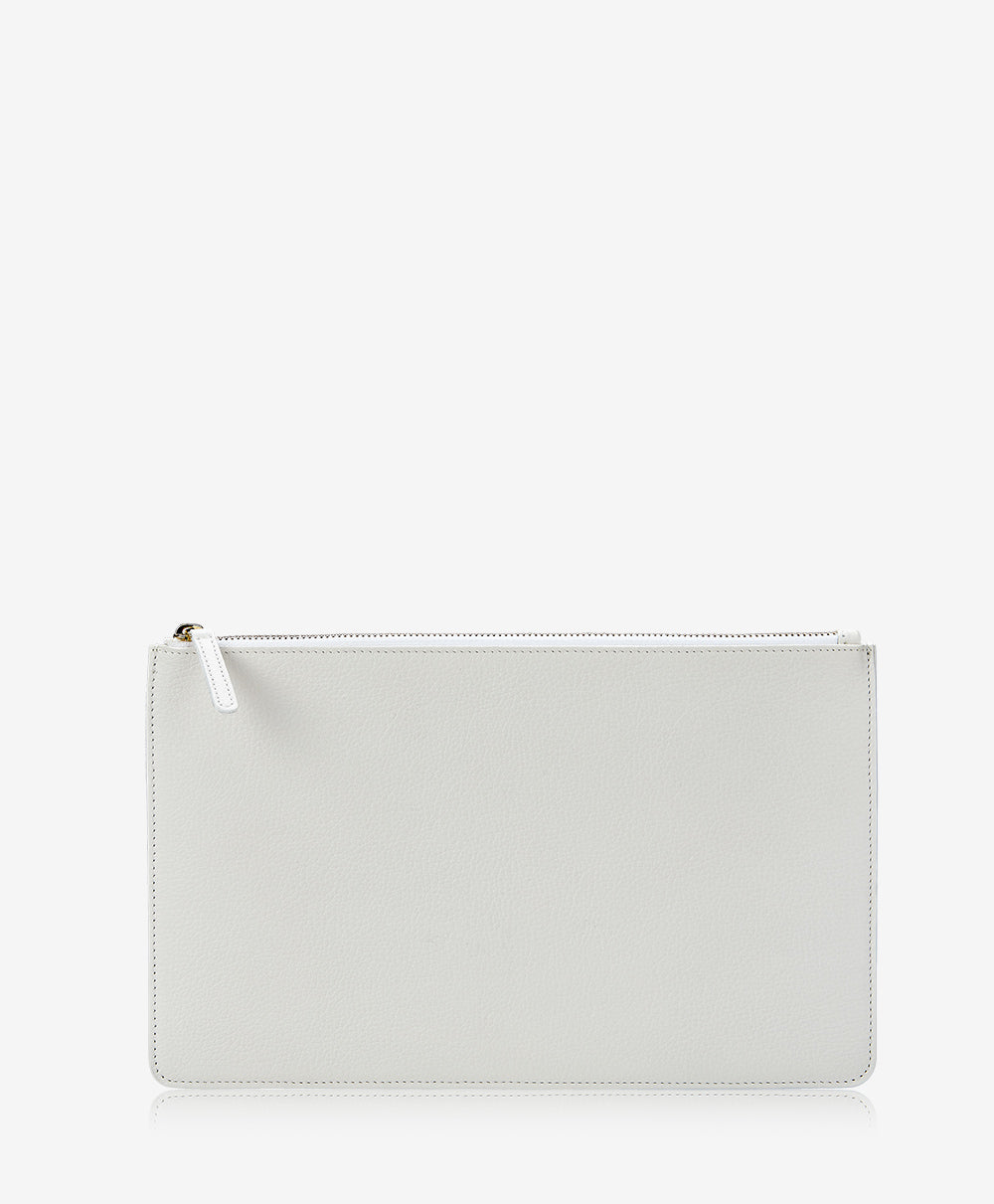 GiGi New York Signature  Pouch White Pebble Grain Leather