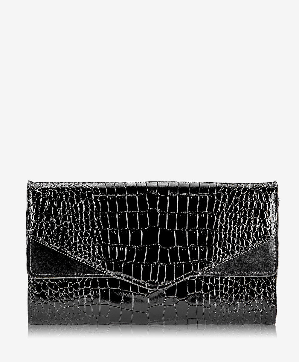 GiGi New York Simone Clutch Black Crocodile Embossed