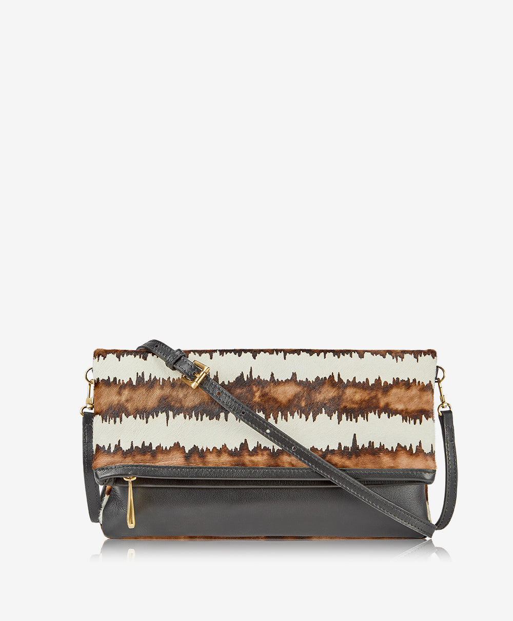 GiGi New York Stella Fold-Over Clutch Stripe Haircalf