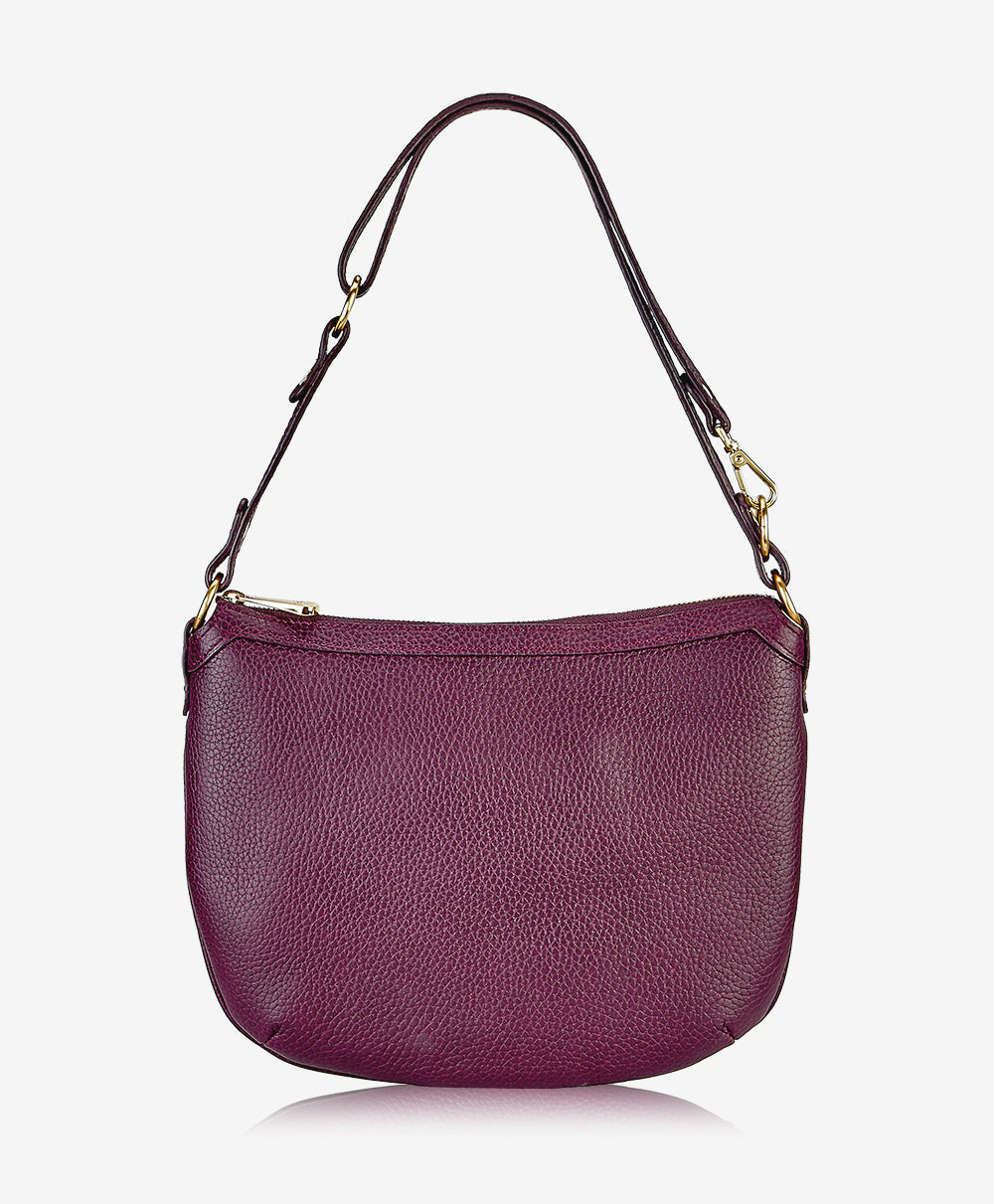 GiGi New York Stevie Shoulder Bag Wine Pebble Grain Leather