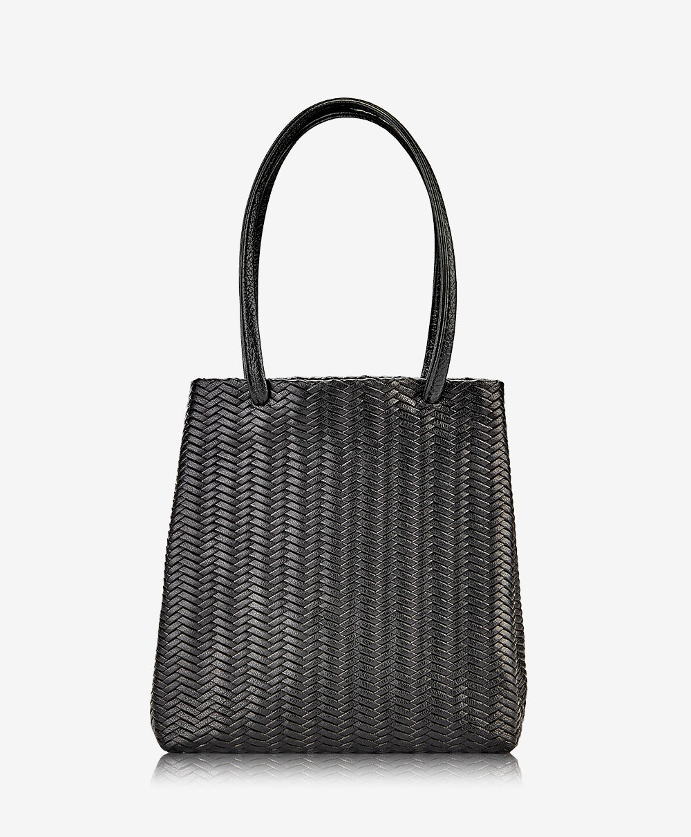 GiGi New York Sydney Mini Shopper Black Embossed Woven