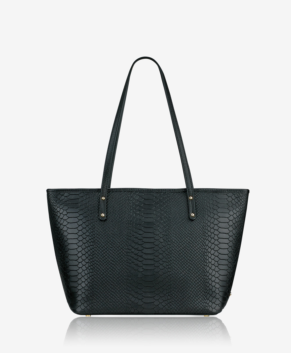 GiGi New York Zip Taylor Tote Black Embossed Python Leather