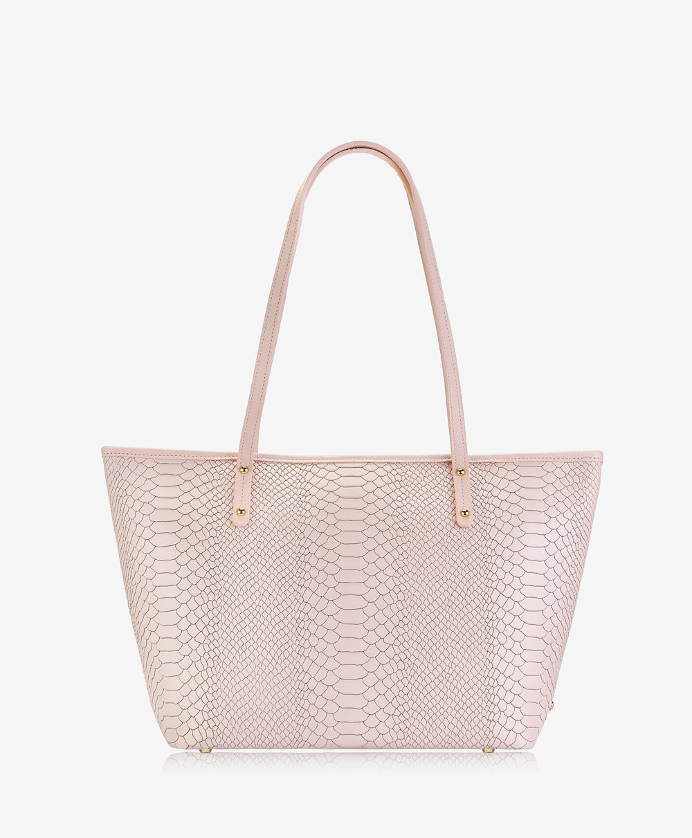 GiGi New York Zip Taylor Tote Nude Embossed Python Leather