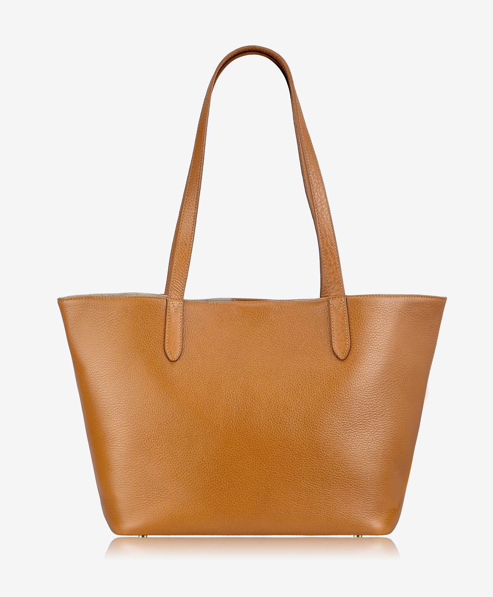 GiGi New York Teddie Tote Camel Pebble Grain Leather