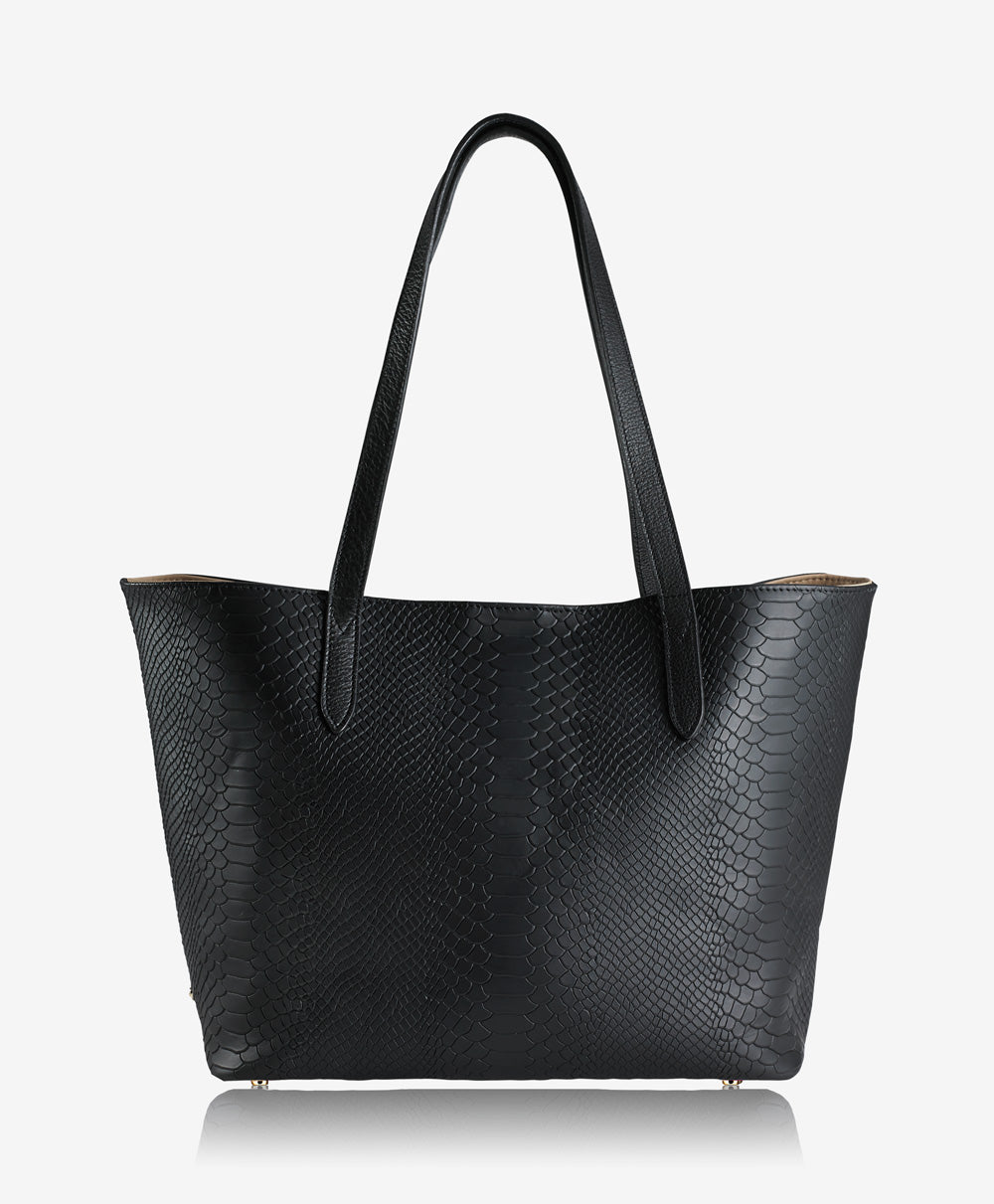 GiGi New York Teddie Tote Black Embossed Python Leather