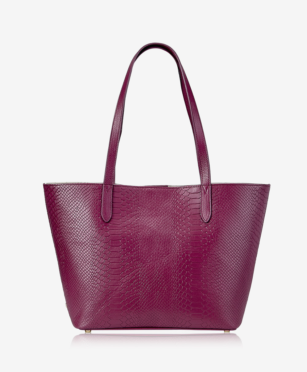 GiGi New York Teddie Tote Mulberry Embossed Python Leather