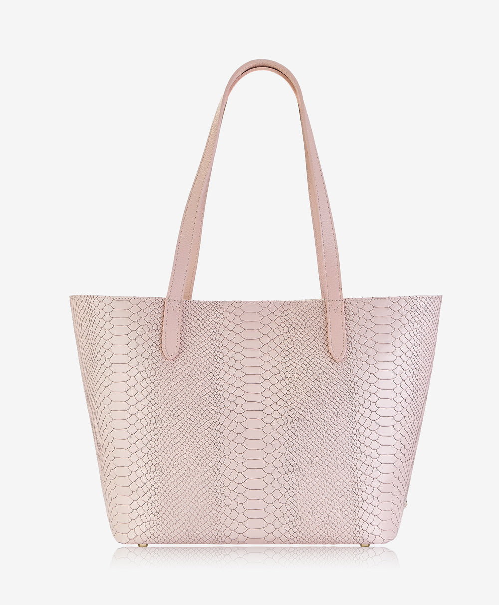 GiGi New York Teddie Tote Nude Embossed Python Leather