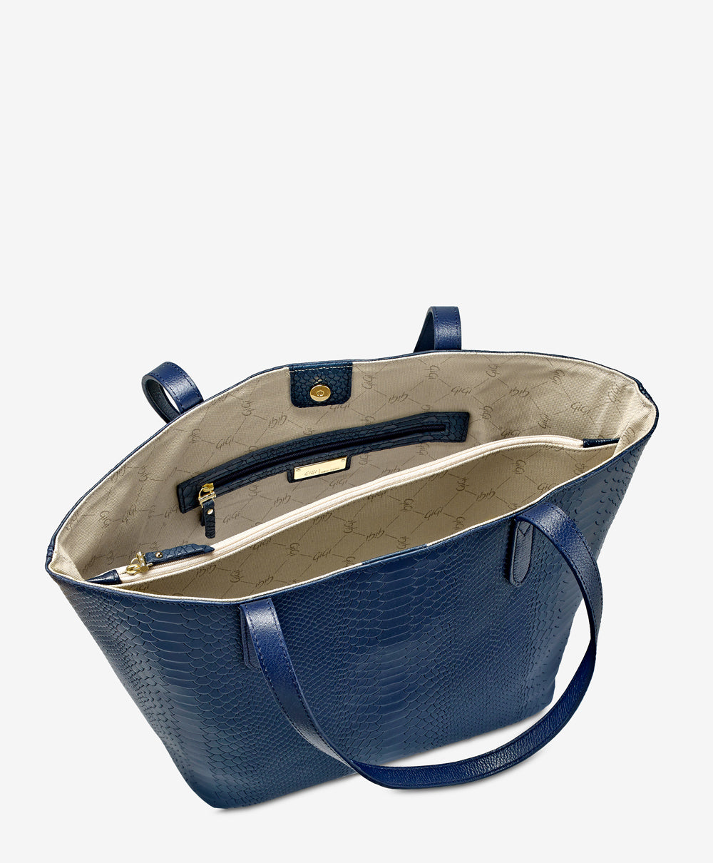 Teddie Tote | Navy Pebble Grain Leather