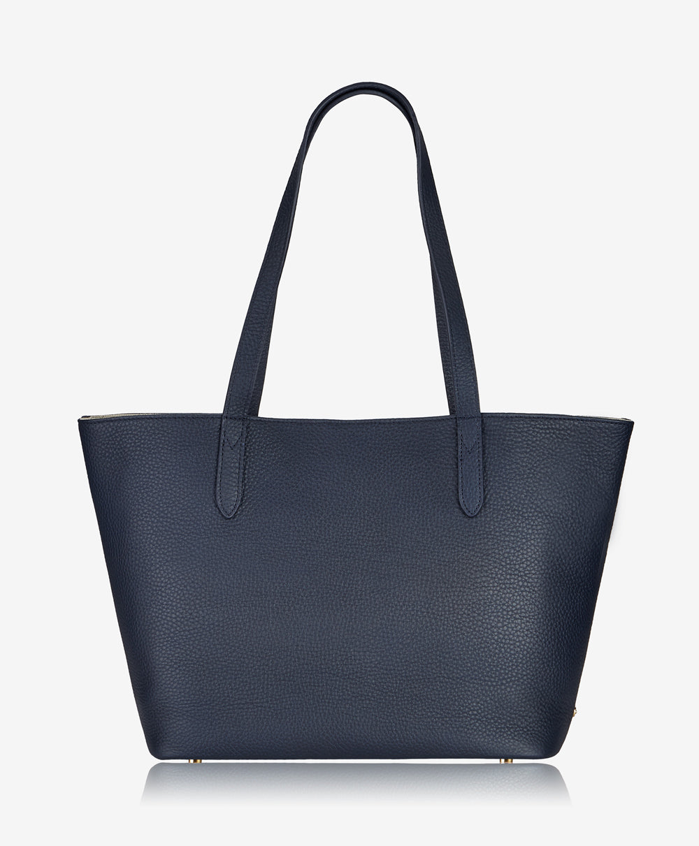 GiGi New York Teddie Tote Navy Pebble Grain Leather