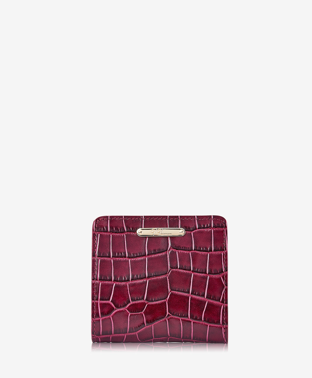GiGi New York Mini Foldover Wallet Ruby Embossed Crocodile