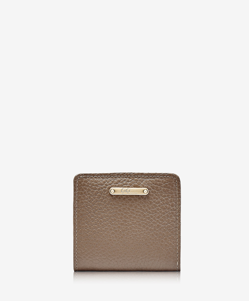GiGi New York Mini Foldover Wallet Driftwood Pebble Grain Leather