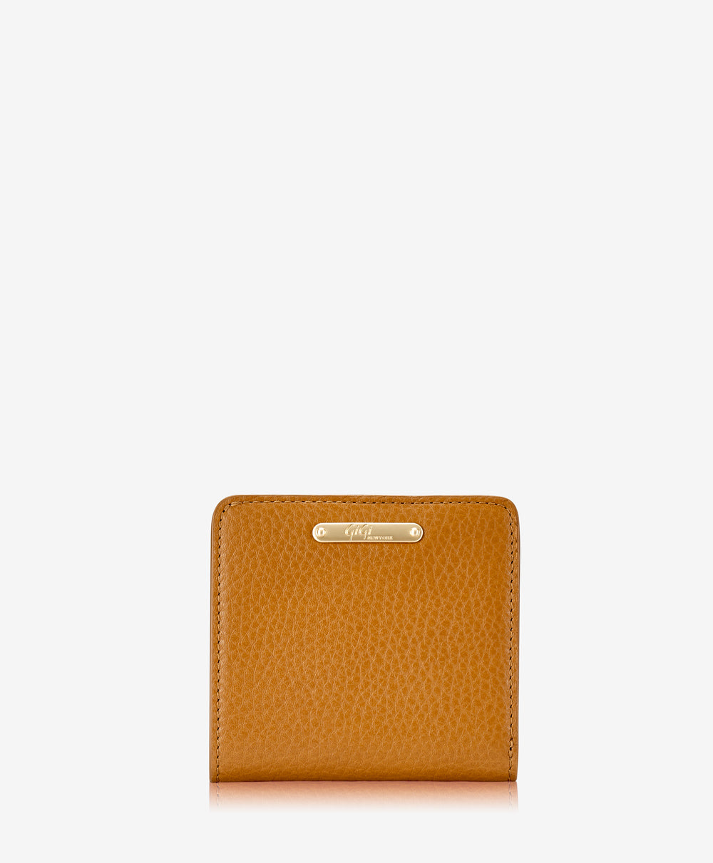 GiGi New York Mini Foldover Wallet Camel Pebble Grain Leather