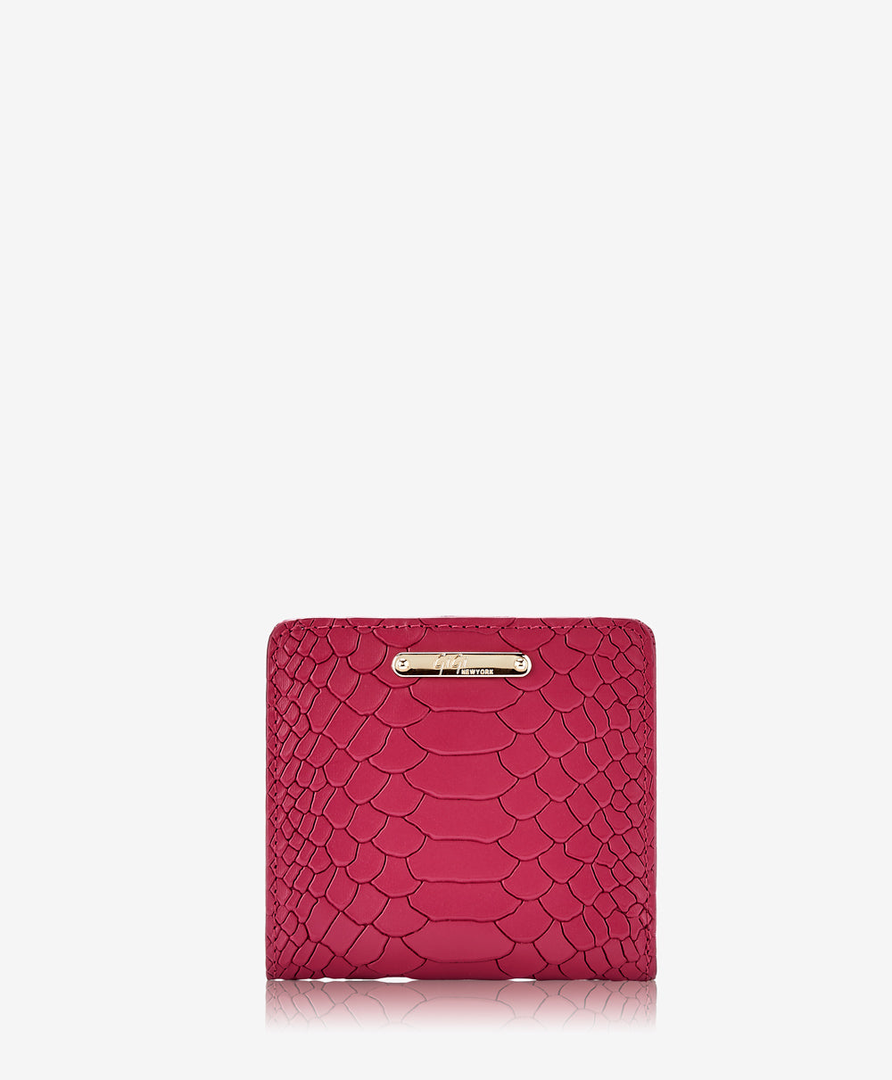 GiGi New York Mini Foldover Wallet Cranberry Embossed Python Leather