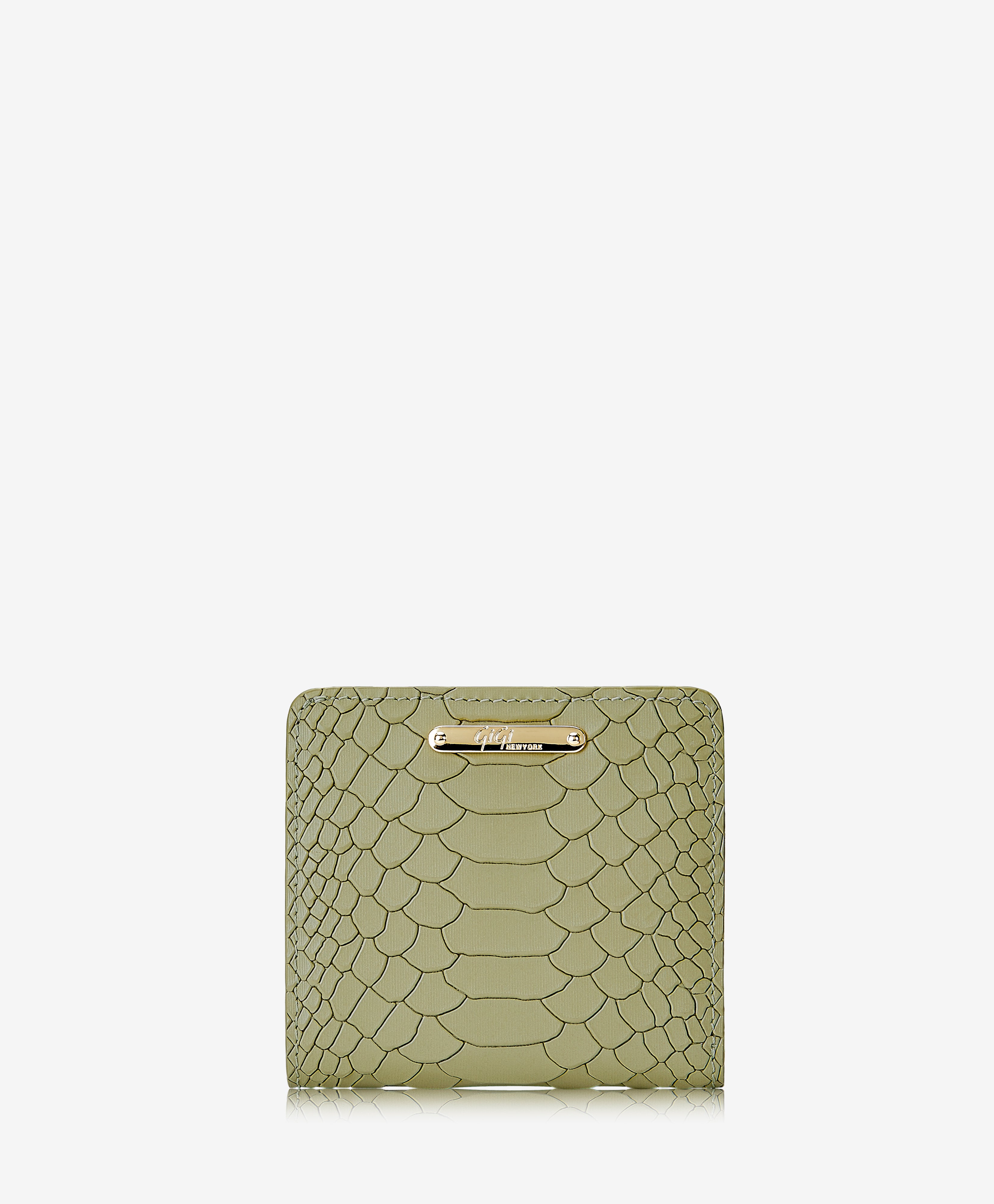 GiGi New York Mini Foldover Wallet Sage Embossed Python Leather