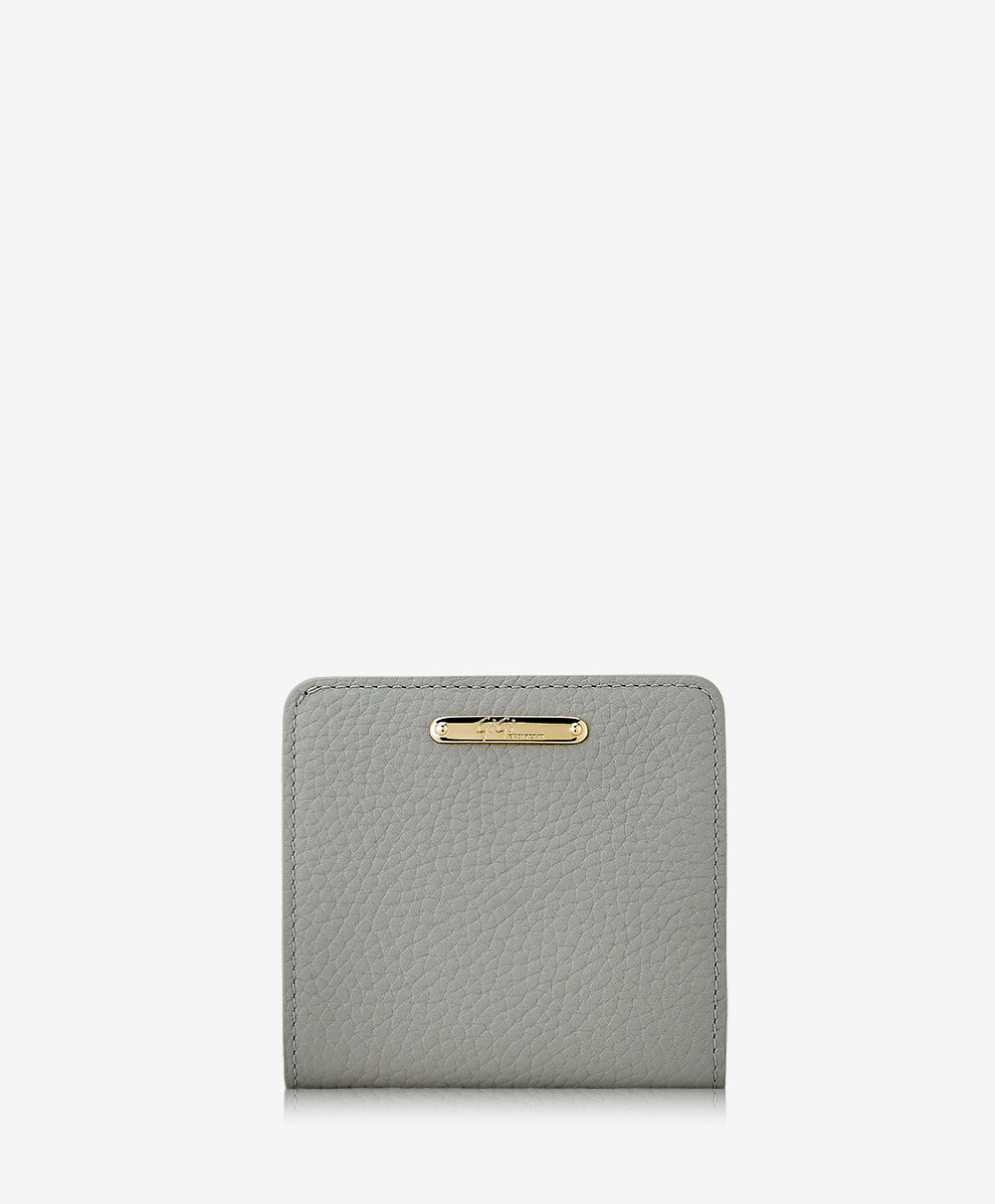 GiGi New York Mini Foldover Wallet Gray Pebble Grain Leather