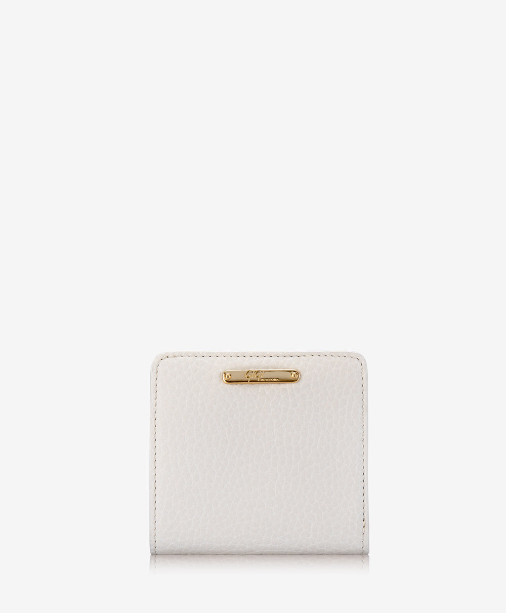 GiGi New York Mini Foldover Wallet White Pebble Grain Leather