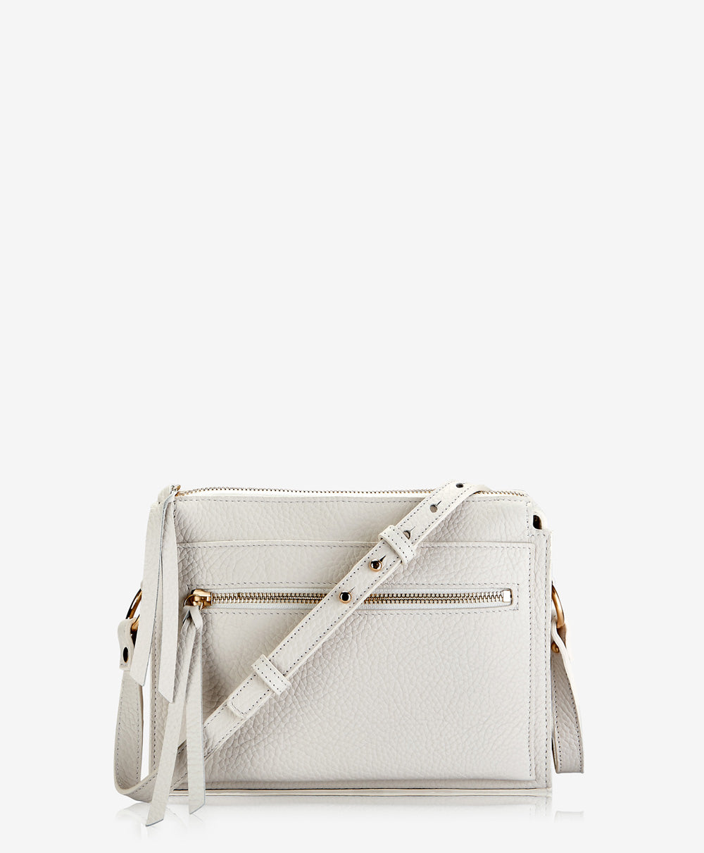 GiGi New York Whitney Crossbody White Pebble Grain Leather