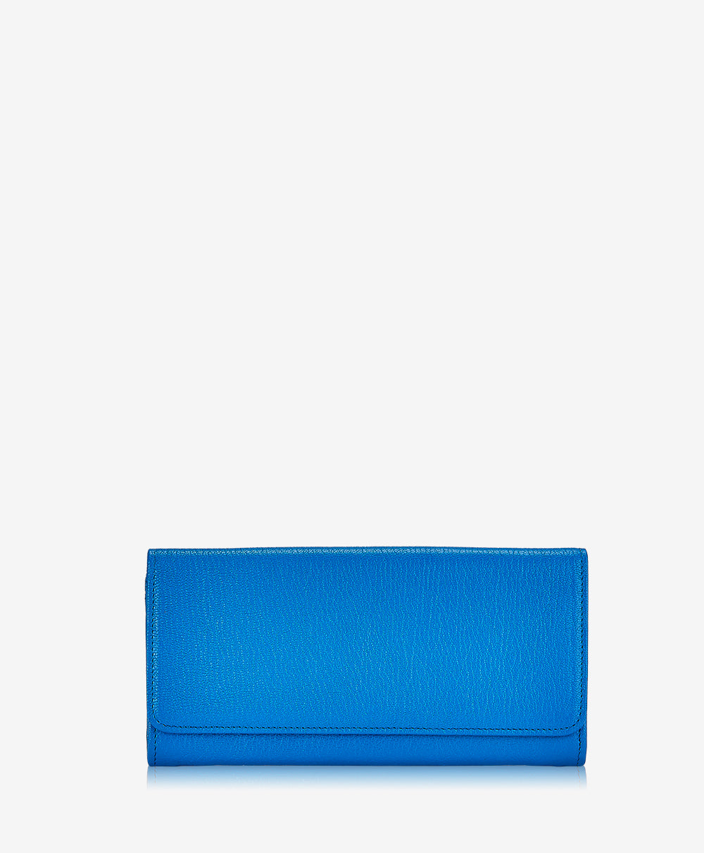 GiGi New York Large Fold-Over Wallet Martime Blue Goatskin
