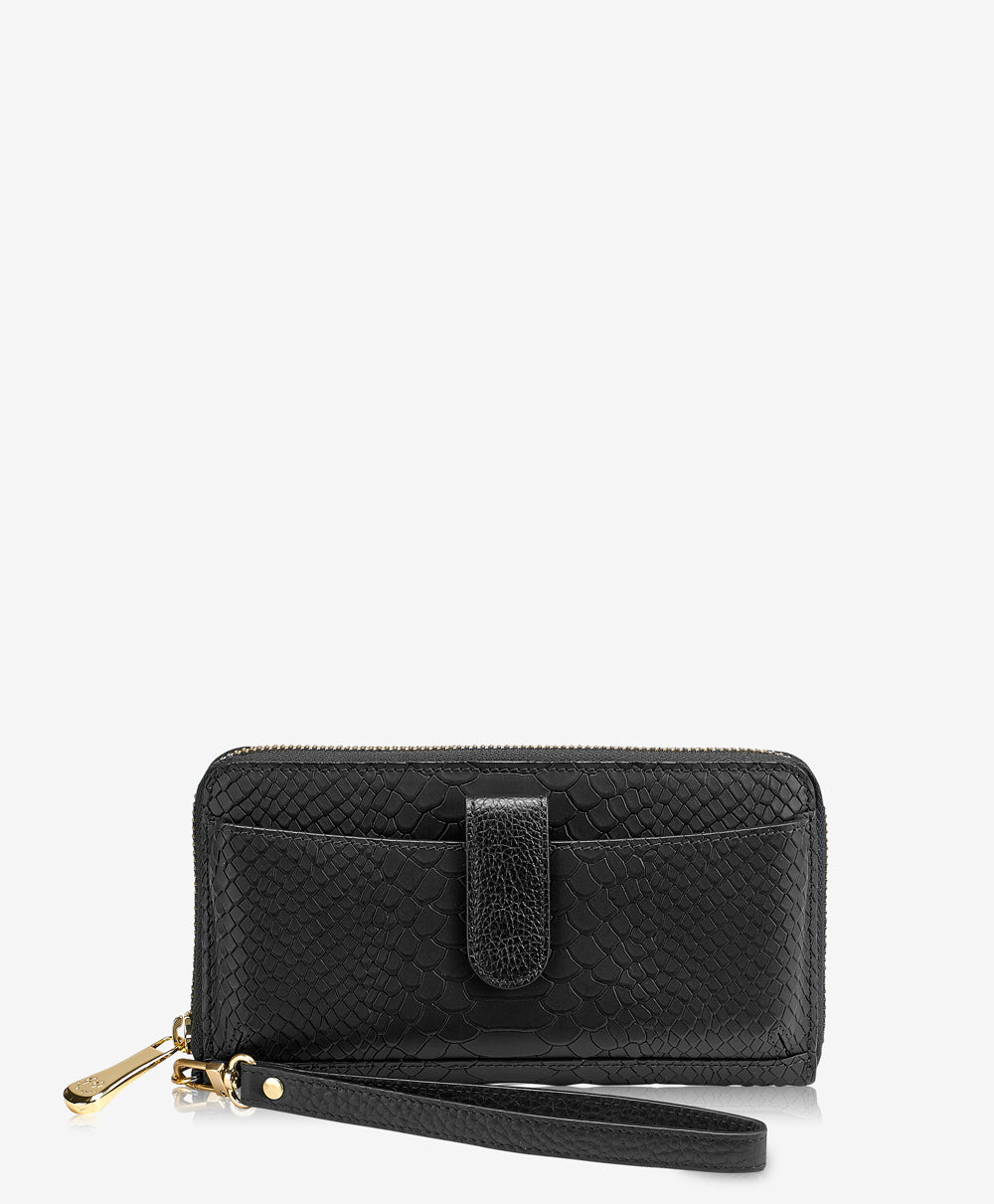 GiGi New York City Phone Wallet Black Embossed Python Leather