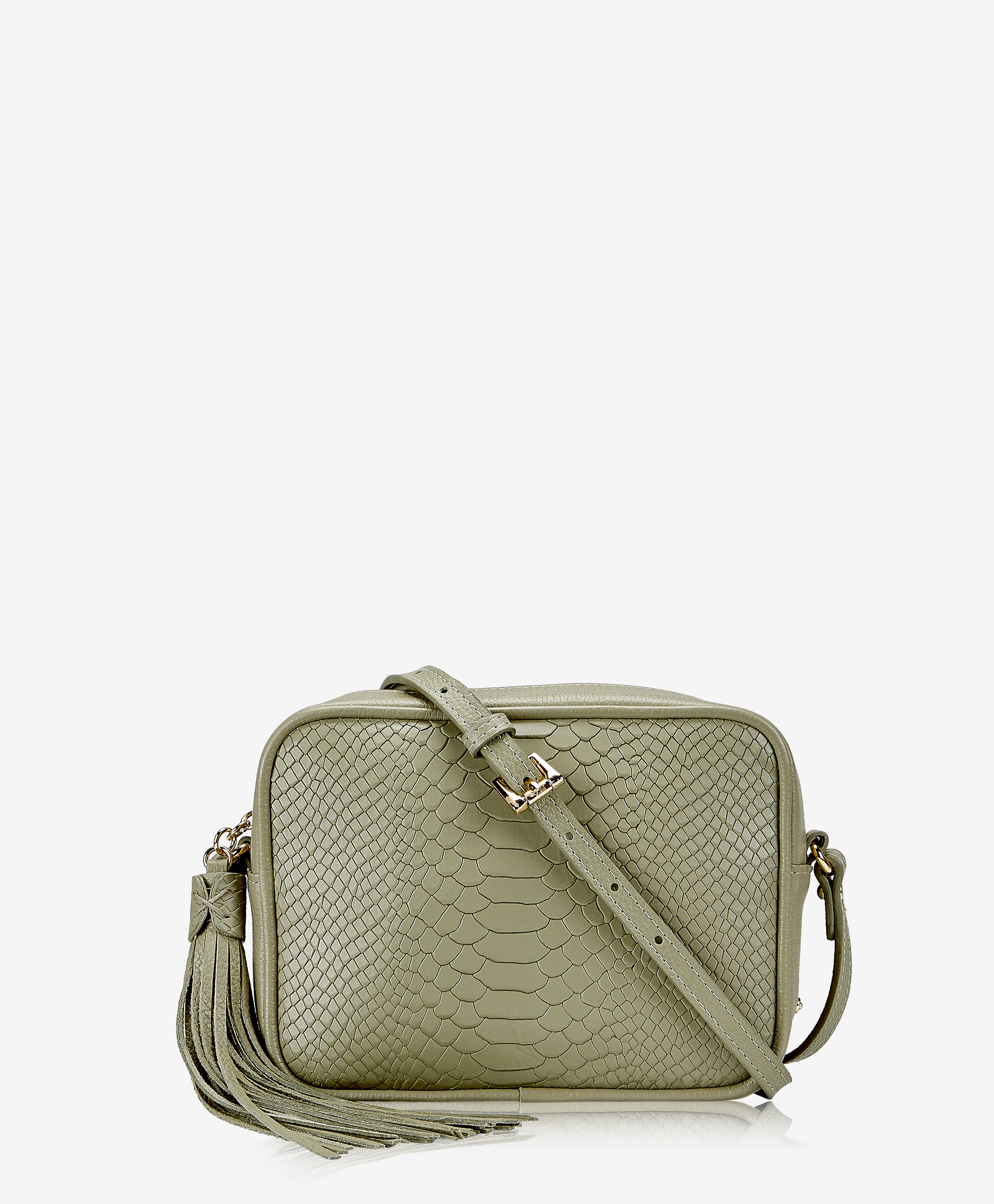 GiGi New York Madison Crossbody Sage Embossed Python Leather