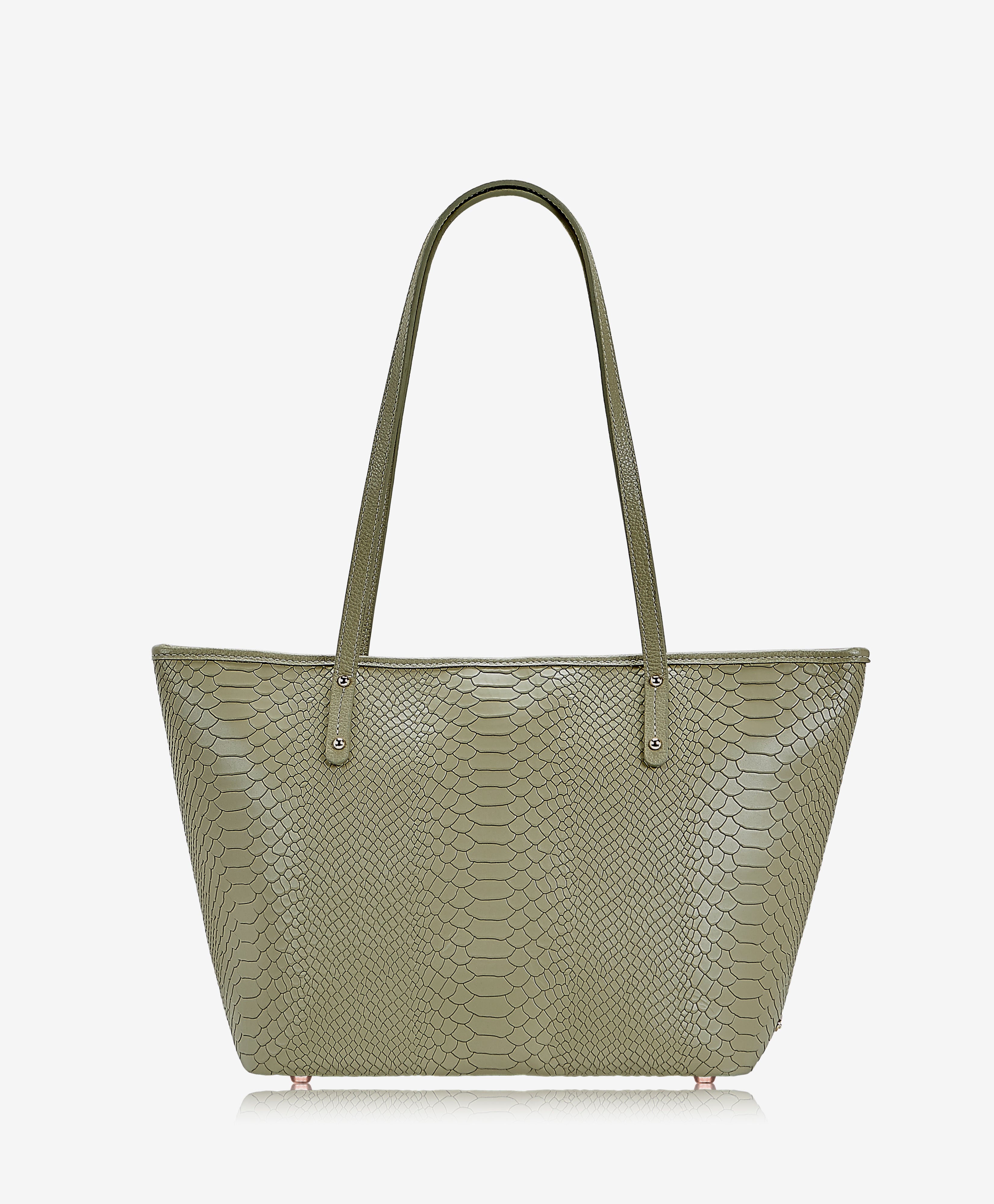 GiGi New York Zip Taylor Tote Sage Embossed Python Leather