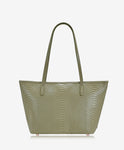 Zip Taylor Tote Sage Embossed Python Leather