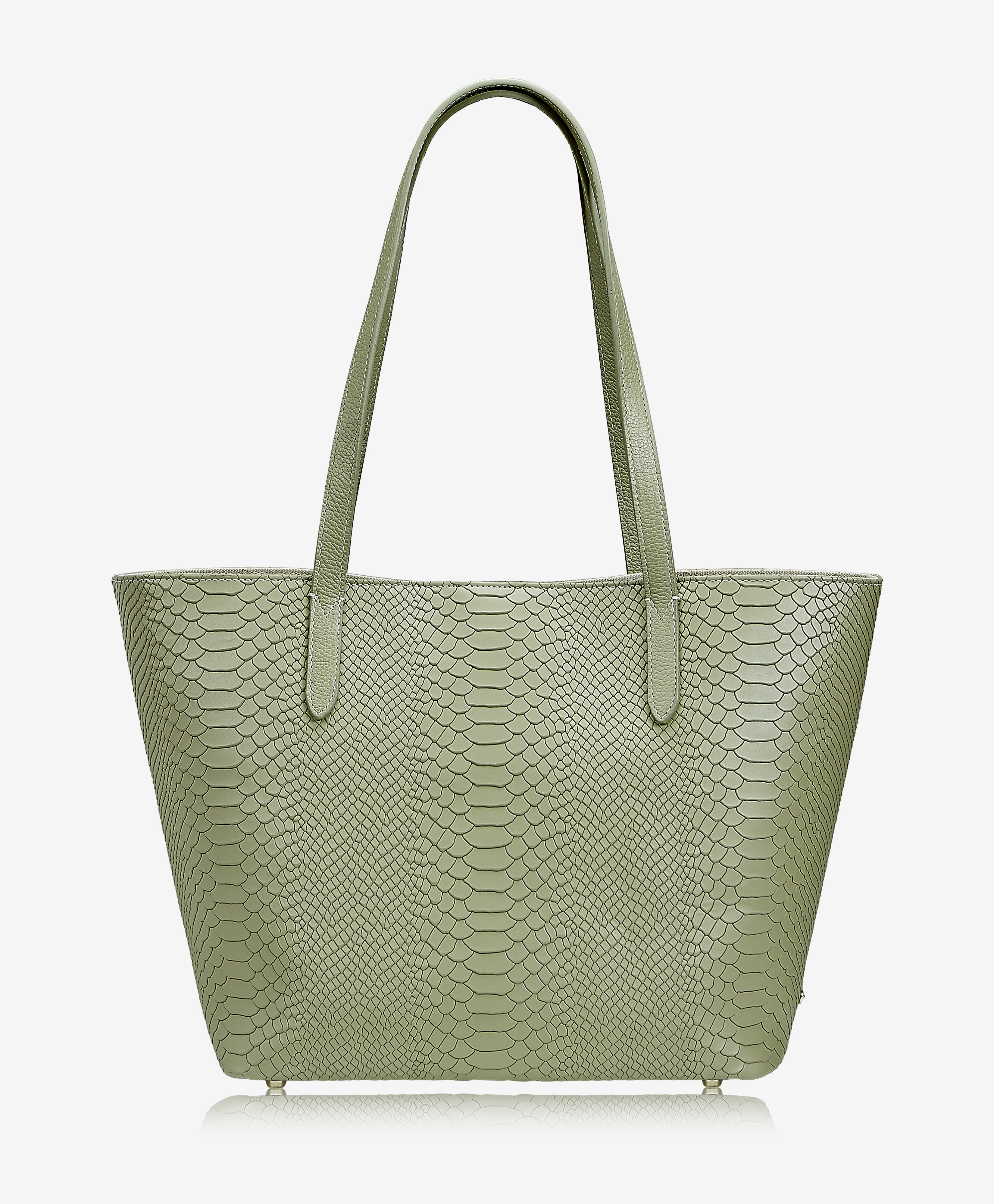 GiGi New York Teddie Tote Sage Embossed Python Leather