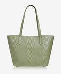 Teddie Tote Sage Embossed Python Leather