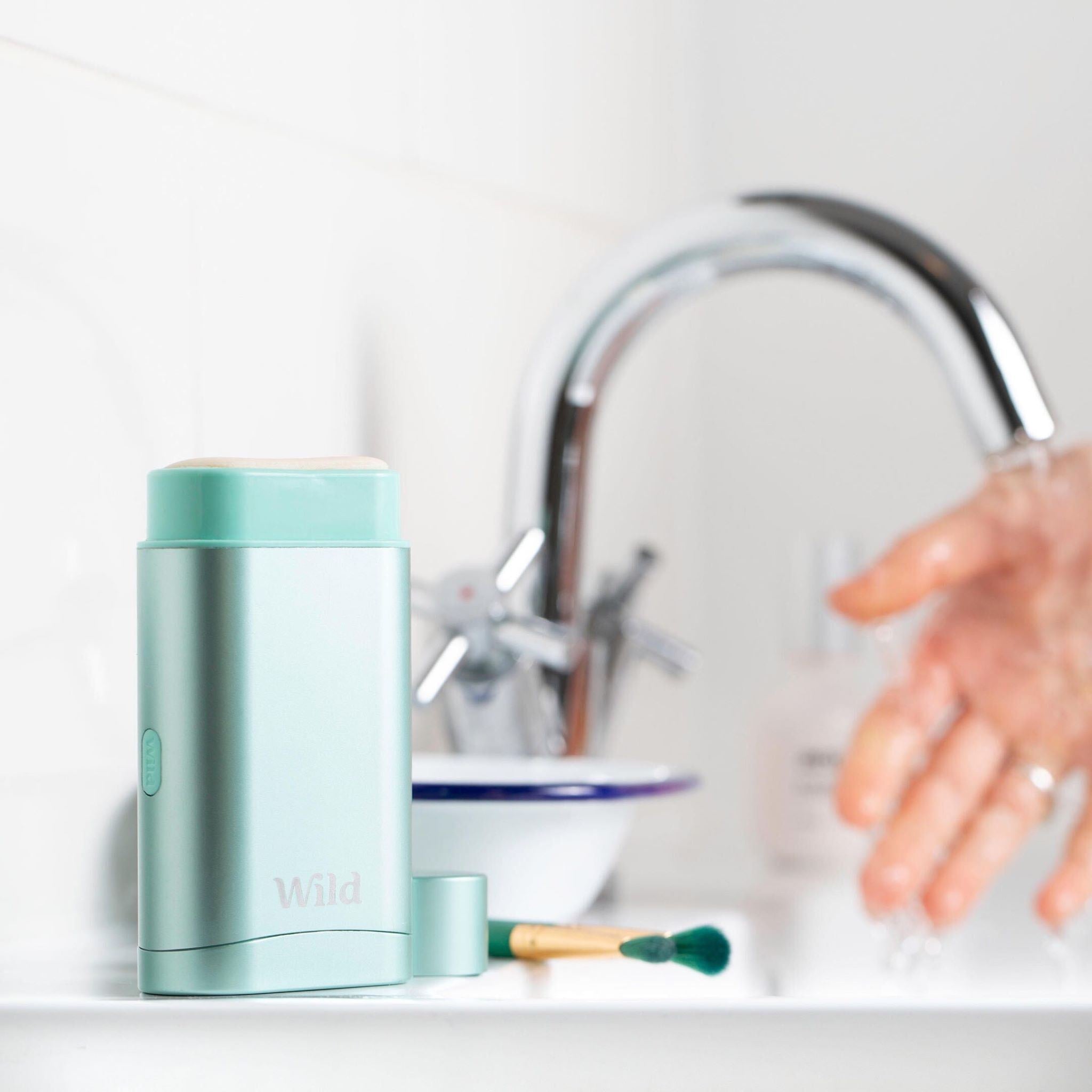 Wild Natural Deodorant at Bathroom Sink