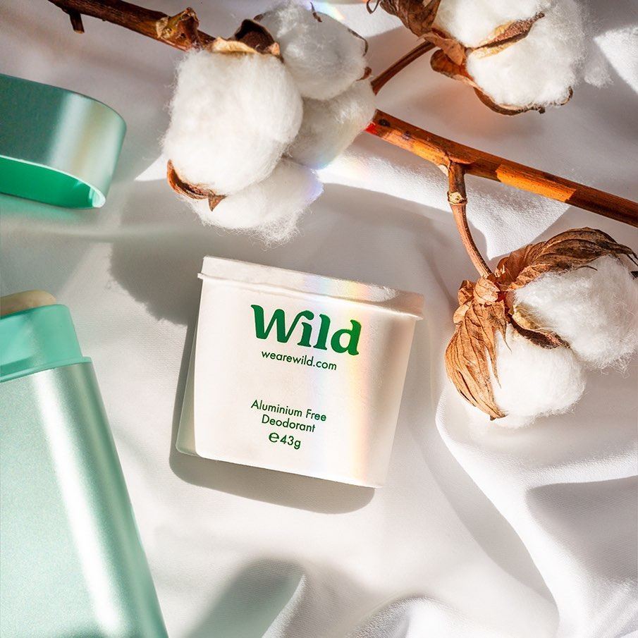 Wild Natural Deodorant Refill surrounded by cotton