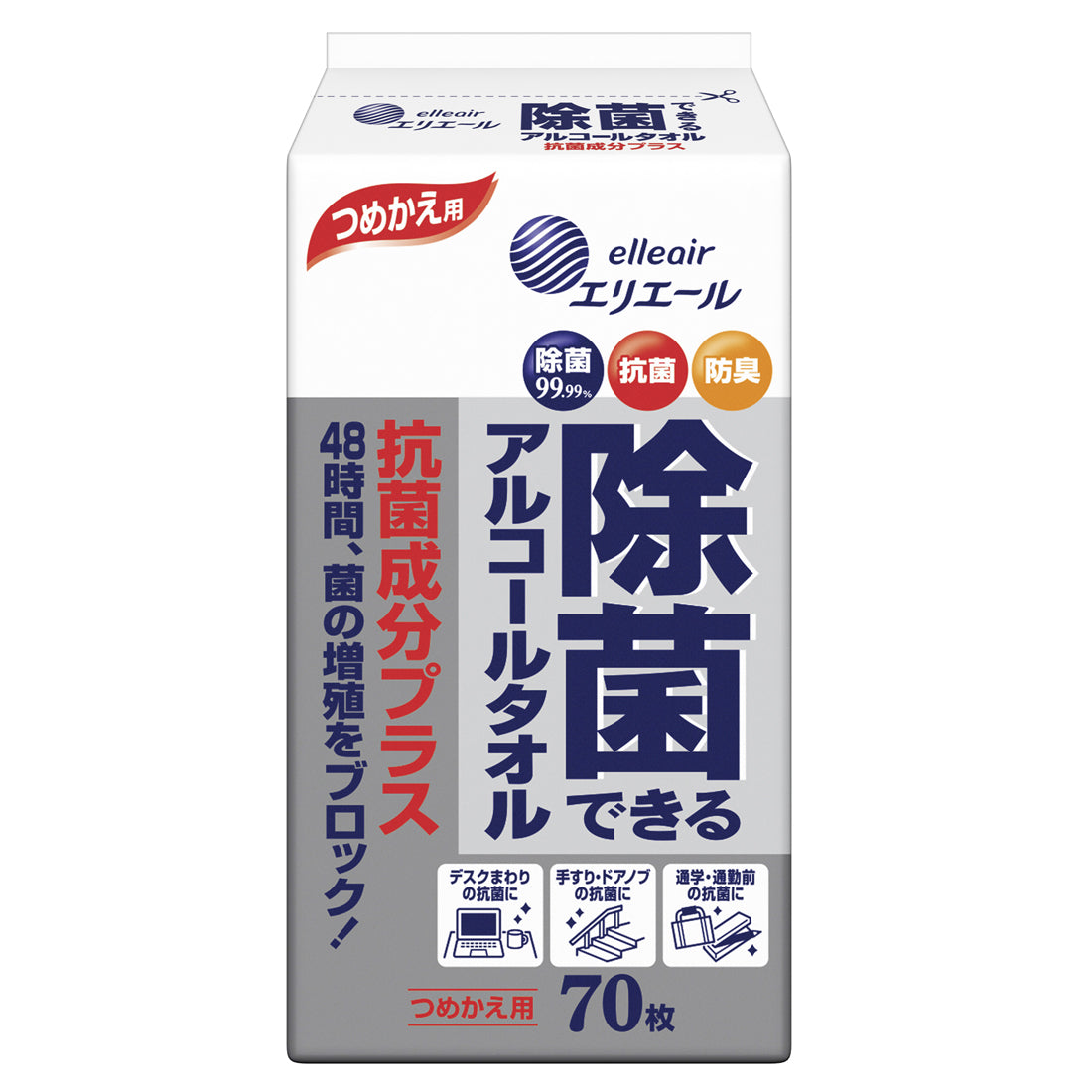 引き出物 大王製紙 エリエール 除菌できる アルコールタオル 抗菌成分プラス つめかえ用 70枚入 qdtek.vn