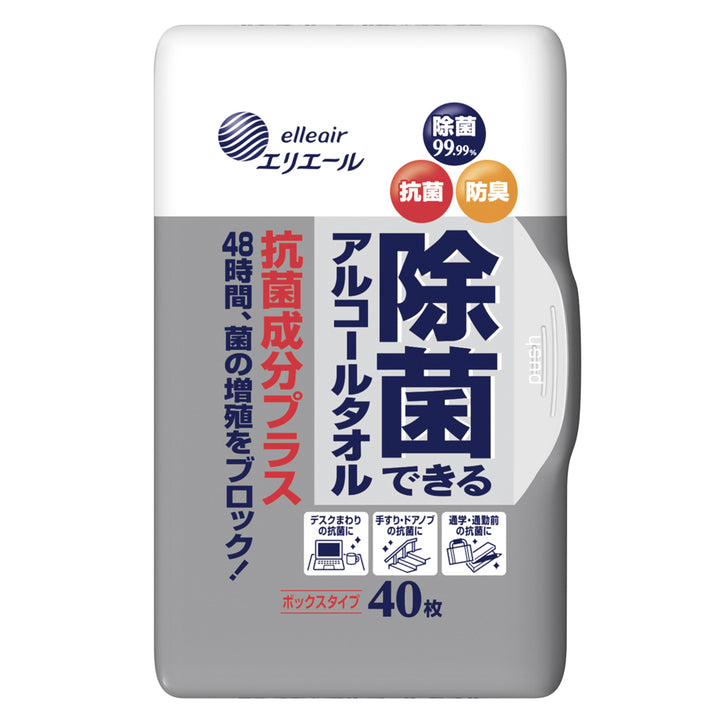 エリエール 除菌できるアルコールタオル抗菌成分プラスボックス 本体40