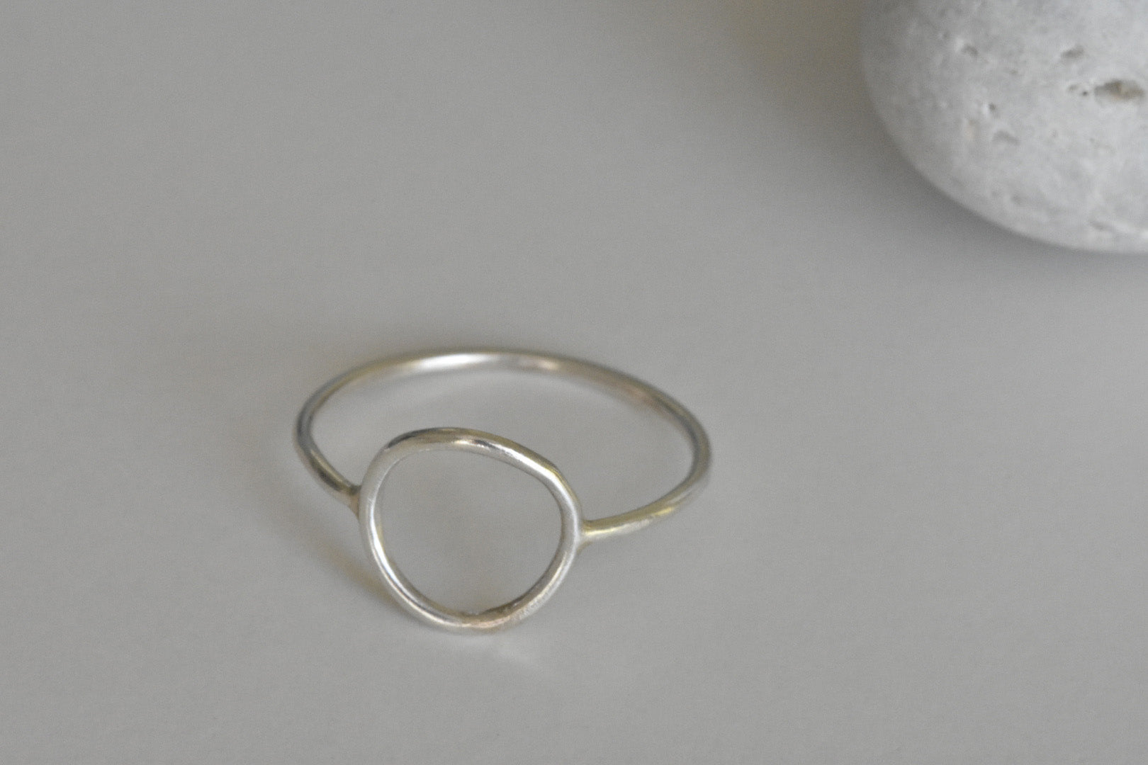 Silver circle ring - front facing