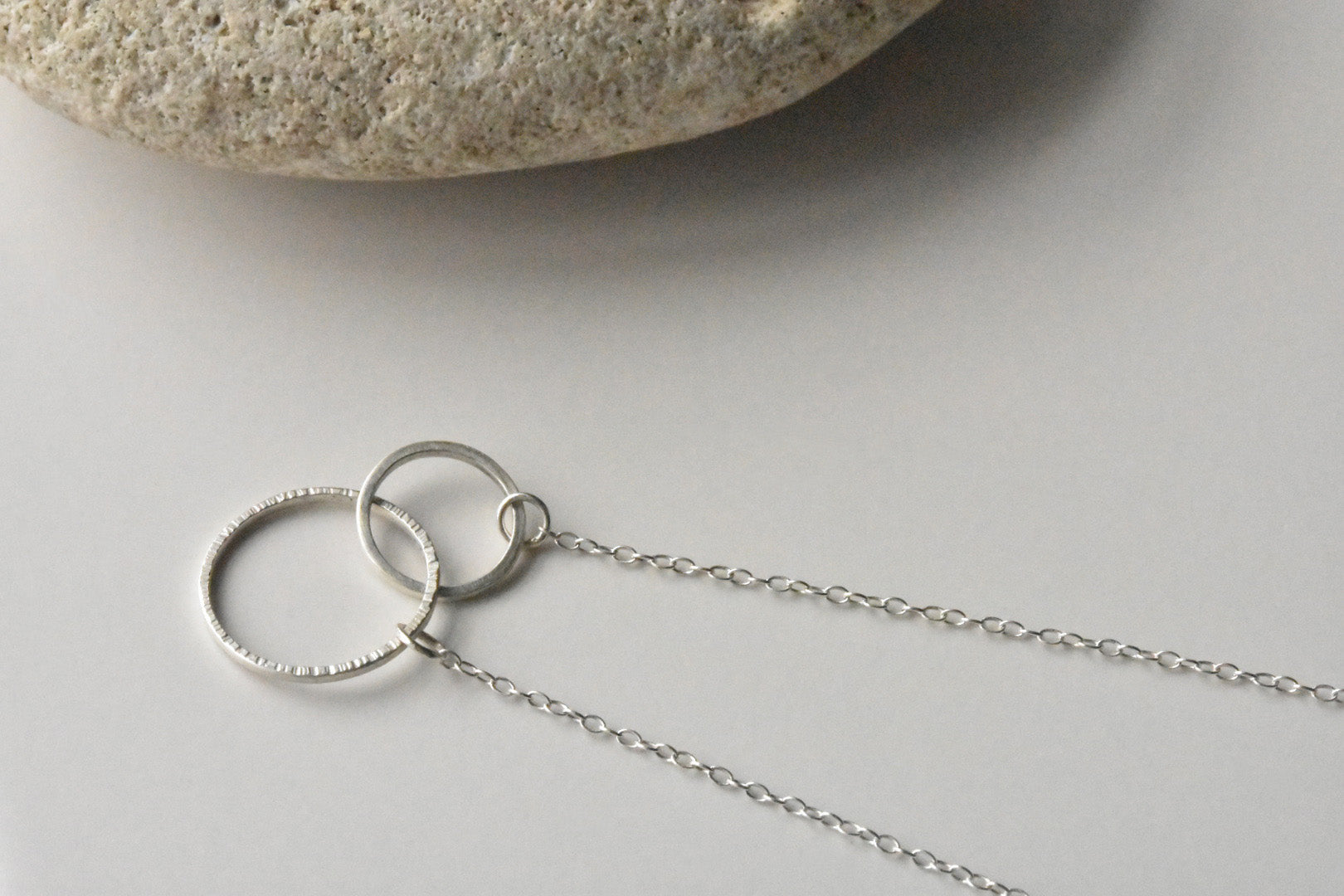 Handmade Two Texture Eco Silver Entwined Circle Necklace