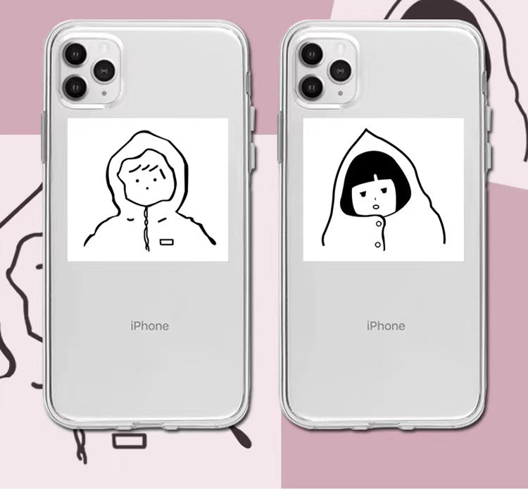 大切な誰かと カップル向けペアイラストプリントスマホケースおしゃれ Jk 人気 スマホケース Iphone11pro Iphone12pro クリア アイホンケース アクセサリー 携帯 カバー Iphone ケース 耐久性 かわいい シンプル 韓国 Galaxy ギャラクシー Gaacal