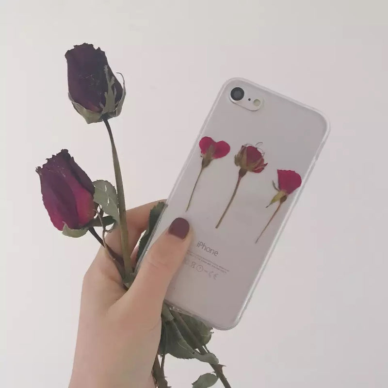 3本の薔薇押し花ハンドメイドスマホケースおしゃれ Jk 人気 スマホケース Iphone11pro Iphone12pro クリア アイホンケース アクセサリー 携帯 カバー Iphone ケース 耐久性 かわいい シンプル 韓国 Galaxy ギャラクシー Gaacal