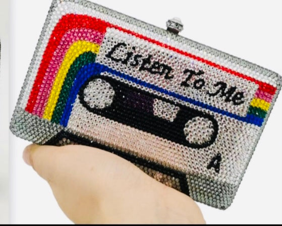 Retro Cassette Clutch, Colorful Crystal Tape Clutch, Crystal C – MaskMottos.com