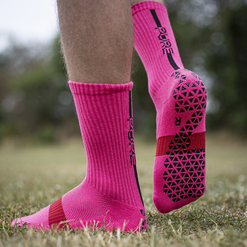 REACT Grip Socks (Neon Pink/Black)