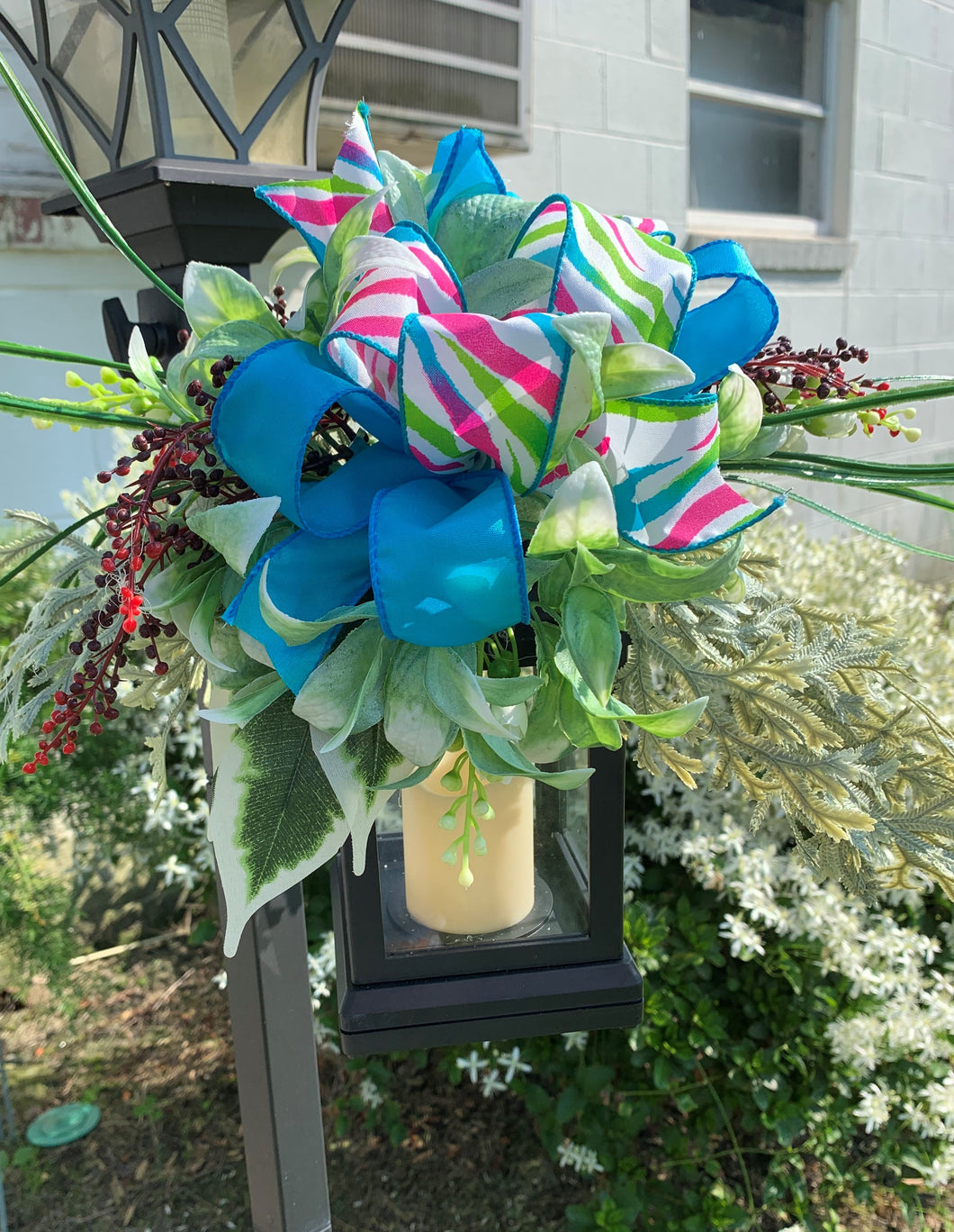 Blue & Striped Hanging Lantern