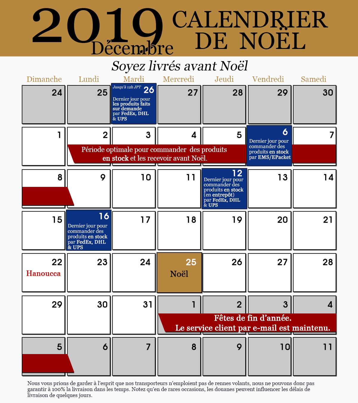 Calendrier de Noël 2019