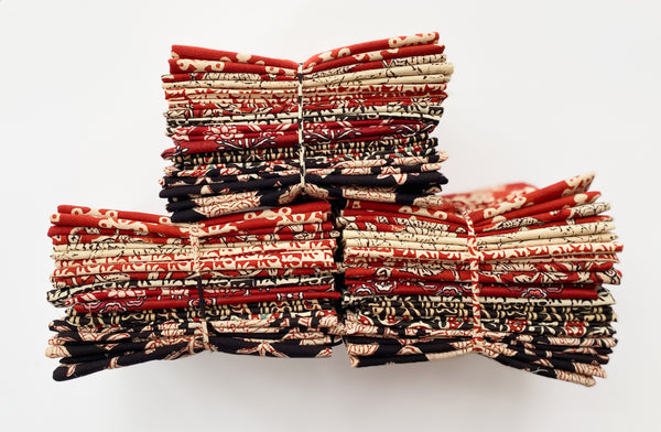 Red, black and cream fat quarter bundle